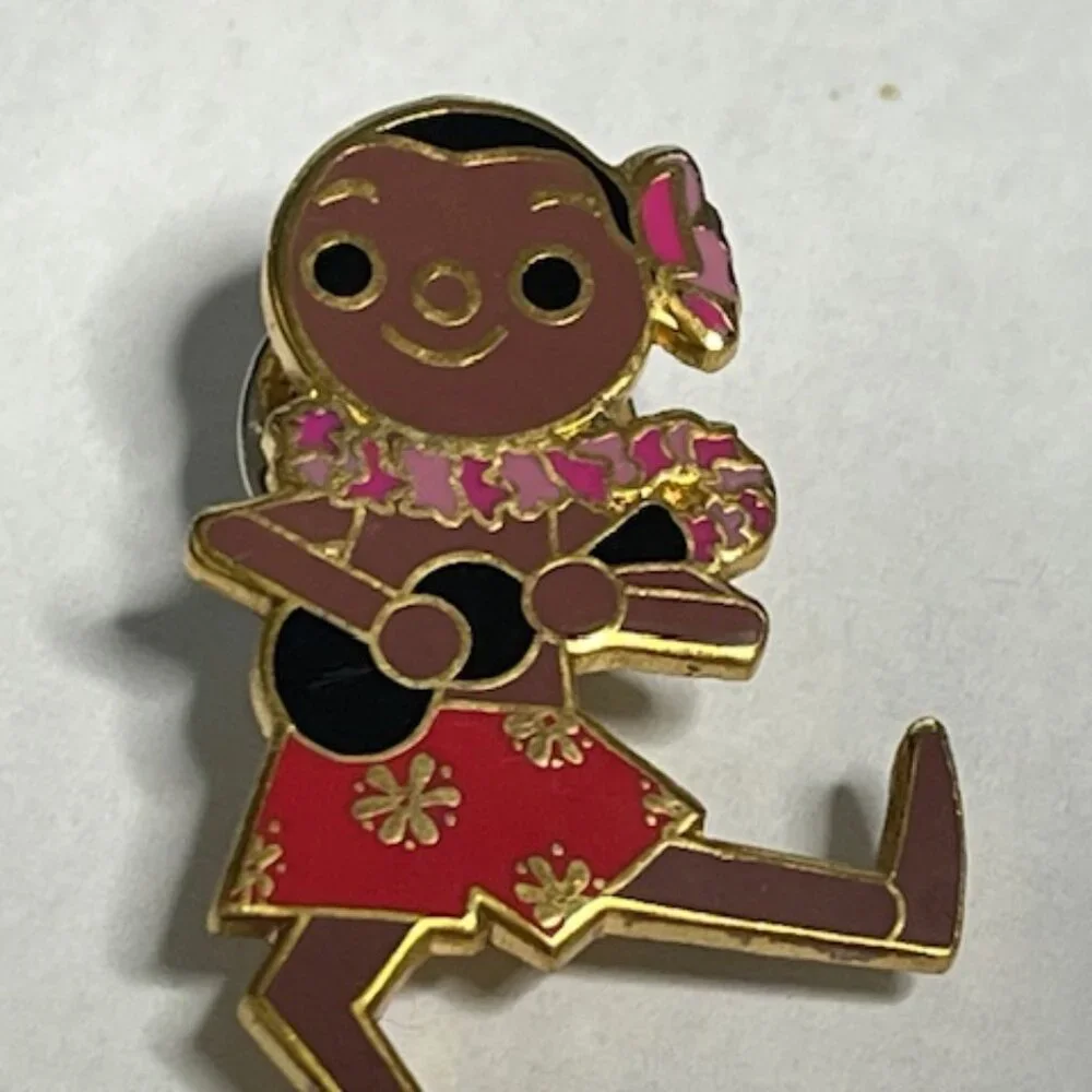 Disney Dangling Surfer Doll w/Ukulele Small World Trading Lapel Hat Vest Pin